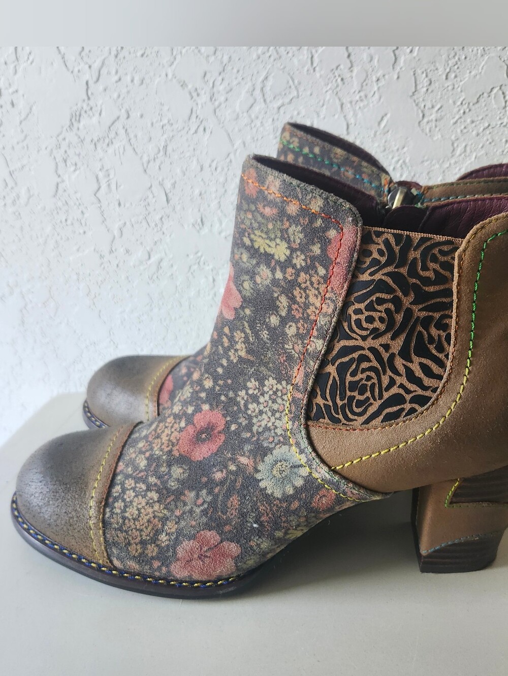 L' Artiste By Spring Step Melvina Floral Leather Booties